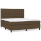 vidaXL Κρεβάτι Boxspring με Στρώμα Σκούρο Καφέ 160x200 εκ Υφασμάτινο