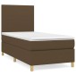 vidaXL Κρεβάτι Boxspring με Στρώμα Σκούρο Καφέ 100x200 εκ. Υφασμάτινο