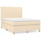 vidaXL Κρεβάτι Boxspring με Στρώμα Κρεμ 140x190 εκ. Υφασμάτινο