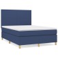 vidaXL Κρεβάτι Boxspring με Στρώμα Μπλε 140x190 εκ. Υφασμάτινο