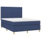 vidaXL Κρεβάτι Boxspring με Στρώμα Μπλε 140x190 εκ. Υφασμάτινο