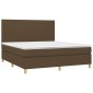 vidaXL Κρεβάτι Boxspring με Στρώμα Σκούρο Καφέ 160x200 εκ Υφασμάτινο