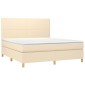 vidaXL Κρεβάτι Boxspring με Στρώμα Κρεμ 180x200 εκ. Υφασμάτινο