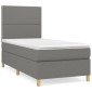 vidaXL Κρεβάτι Boxspring με Στρώμα Σκούρο Γκρι 90x190 εκ. Υφασμάτινο