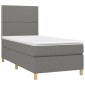 vidaXL Κρεβάτι Boxspring με Στρώμα Σκούρο Γκρι 90x190 εκ. Υφασμάτινο