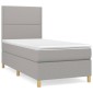 vidaXL Κρεβάτι Boxspring με Στρώμα Ανοιχτό Γκρι 90x200 εκ. Υφασμάτινο
