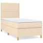 vidaXL Κρεβάτι Boxspring με Στρώμα Κρεμ 90x200 εκ.Υφασμάτινο