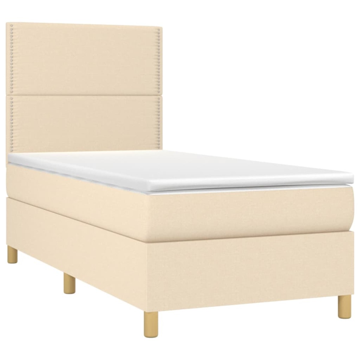 vidaXL Κρεβάτι Boxspring με Στρώμα Κρεμ 90x200 εκ.Υφασμάτινο