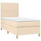 vidaXL Κρεβάτι Boxspring με Στρώμα Κρεμ 90x200 εκ.Υφασμάτινο