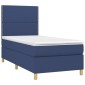 vidaXL Κρεβάτι Boxspring με Στρώμα Μπλε 90x200 εκ.Υφασμάτινο