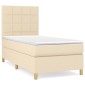 vidaXL Κρεβάτι Boxspring με Στρώμα Κρεμ 100 x 200 εκ. Υφασμάτινο