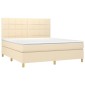 vidaXL Κρεβάτι Boxspring με Στρώμα Κρεμ 160x200 εκ. Υφασμάτινο