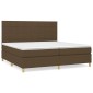 vidaXL Κρεβάτι Boxspring με Στρώμα Σκούρο Καφέ 200x200 εκ. Υφασμάτινο