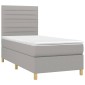 vidaXL Κρεβάτι Boxspring με Στρώμα Ανοιχτό Γκρι 90x200 εκ. Υφασμάτινο