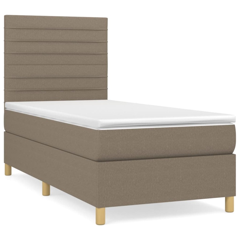 vidaXL Κρεβάτι Boxspring με Στρώμα Taupe 90x200 εκ. Υφασμάτινο