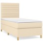 vidaXL Κρεβάτι Boxspring με Στρώμα Κρεμ 100 x 200 εκ. Υφασμάτινο