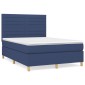 vidaXL Κρεβάτι Boxspring με Στρώμα Μπλε 140x190 εκ. Υφασμάτινο