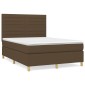 vidaXL Κρεβάτι Boxspring με Στρώμα Σκούρο Καφέ 140x200 εκ Υφασμάτινο