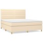 vidaXL Κρεβάτι Boxspring με Στρώμα Κρεμ 160x200 εκ. Υφασμάτινο