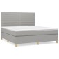 vidaXL Κρεβάτι Boxspring με Στρώμα Ανοιχτό Γκρι 180x200 εκ. Υφασμάτινο