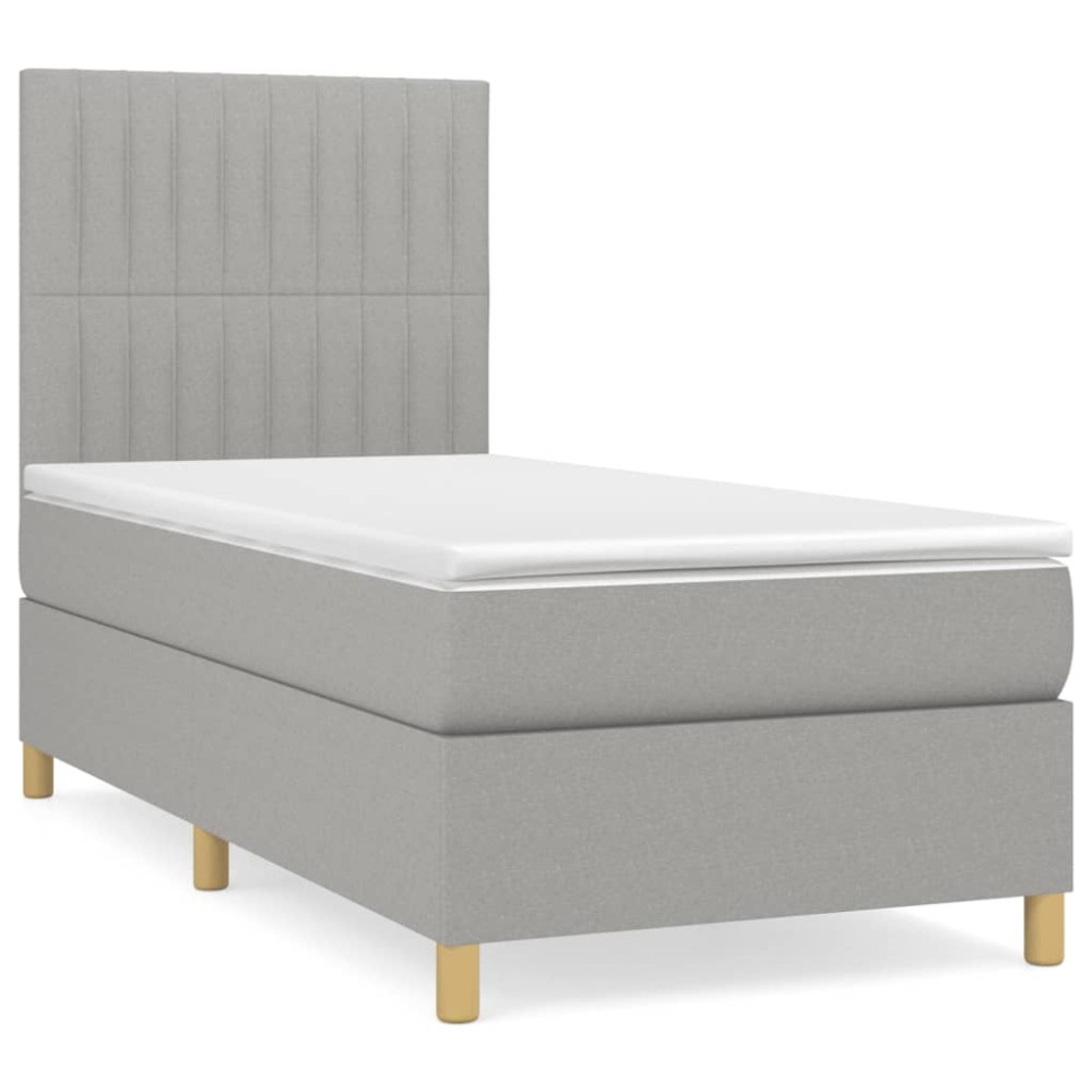 vidaXL Κρεβάτι Boxspring με Στρώμα Ανοιχτό Γκρι 80x200 εκ. Υφασμάτινο