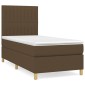 vidaXL Κρεβάτι Boxspring με Στρώμα Σκούρο Καφέ 90x200 εκ. Υφασμάτινο