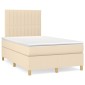vidaXL Κρεβάτι Boxspring με Στρώμα Κρεμ 120x200 εκ. Υφασμάτινο