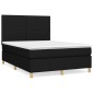 vidaXL Κρεβάτι Boxspring με Στρώμα Μαύρο 140x190 εκ. Υφασμάτινο