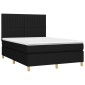 vidaXL Κρεβάτι Boxspring με Στρώμα Μαύρο 140x190 εκ. Υφασμάτινο