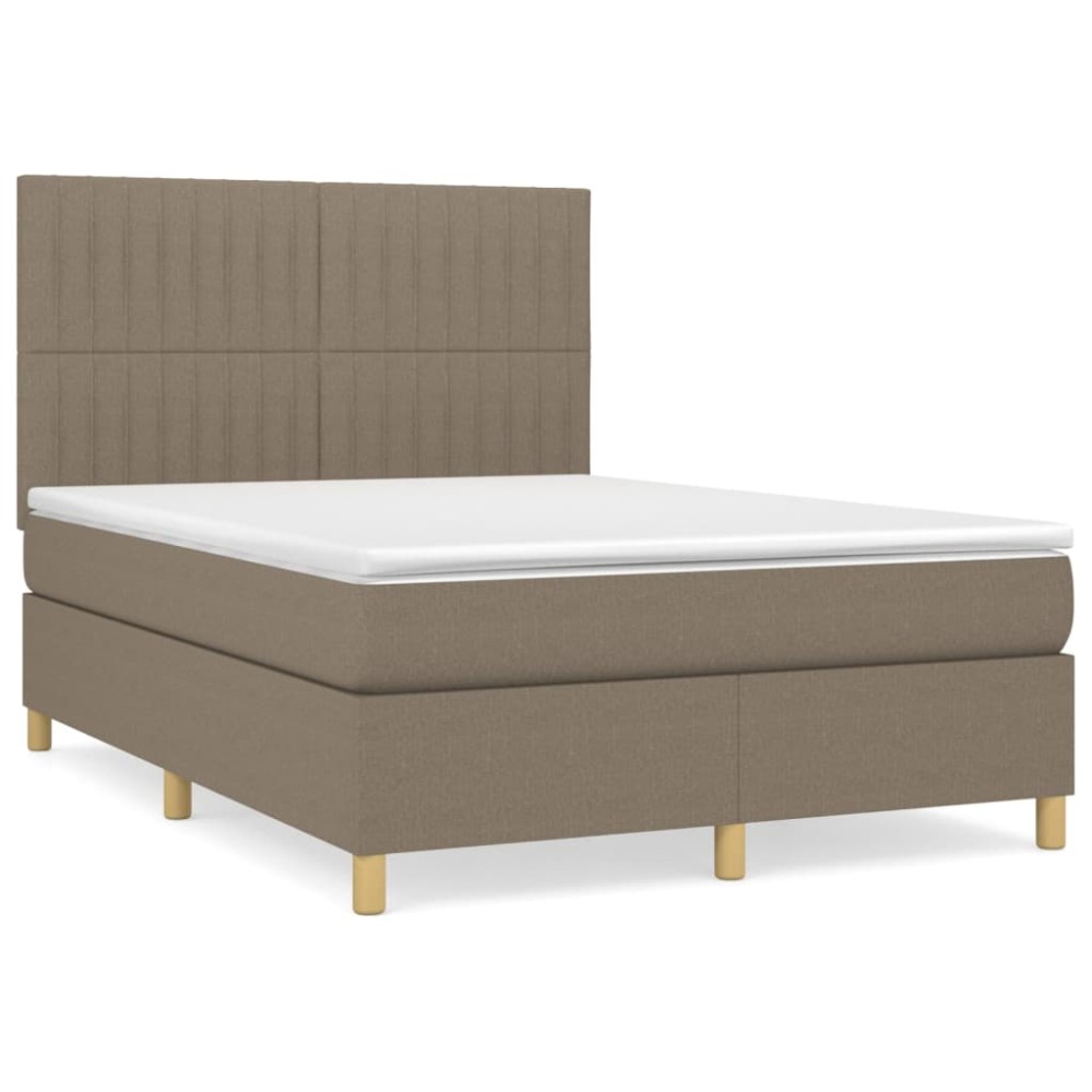 vidaXL Κρεβάτι Boxspring με Στρώμα Taupe 140x190 εκ. Υφασμάτινο