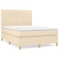 vidaXL Κρεβάτι Boxspring με Στρώμα Κρεμ 140x190 εκ. Υφασμάτινο