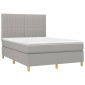 vidaXL Κρεβάτι Boxspring με Στρώμα Ανοιχτό Γκρι 140x200 εκ. Υφασμάτινο