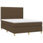 vidaXL Κρεβάτι Boxspring με Στρώμα Σκούρο Καφέ 140x200 εκ Υφασμάτινο