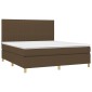 vidaXL Κρεβάτι Boxspring με Στρώμα Σκούρο Καφέ 160x200 εκ Υφασμάτινο