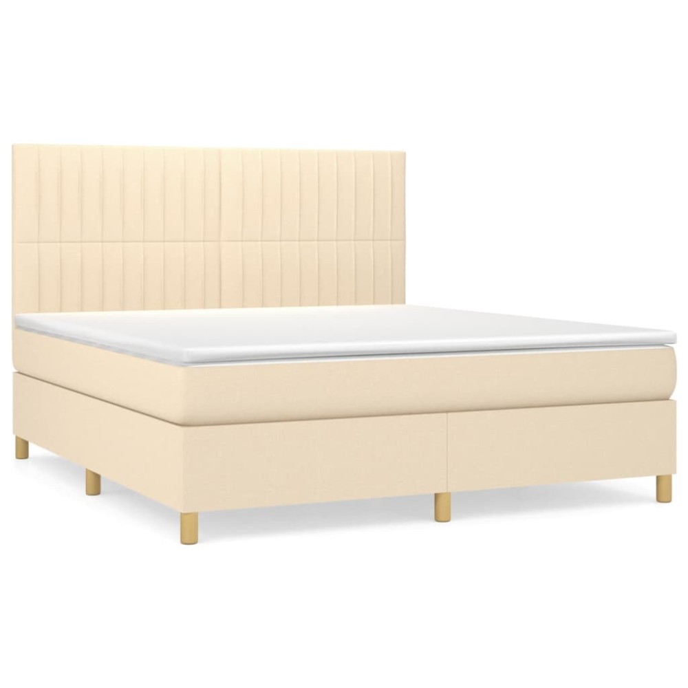 vidaXL Κρεβάτι Boxspring με Στρώμα Κρεμ 160x200 εκ. Υφασμάτινο