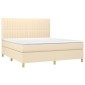 vidaXL Κρεβάτι Boxspring με Στρώμα Κρεμ 160x200 εκ. Υφασμάτινο