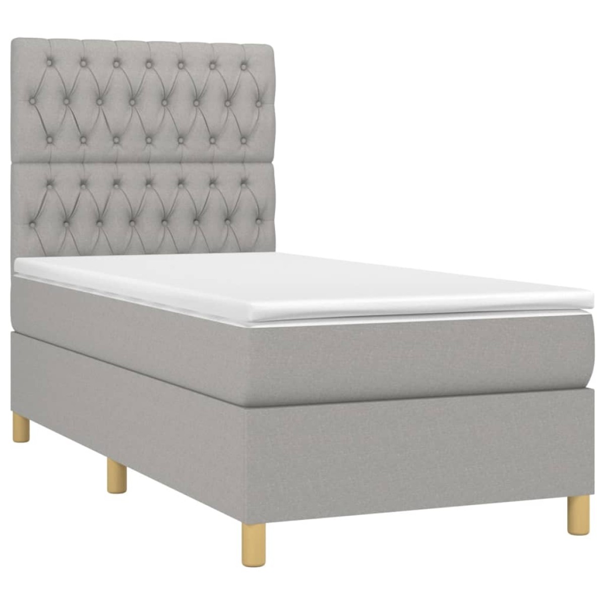 vidaXL Κρεβάτι Boxspring με Στρώμα Ανοιχτό Γκρι 90x190 εκ. Υφασμάτινο
