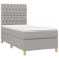 vidaXL Κρεβάτι Boxspring με Στρώμα Ανοιχτό Γκρι 90x190 εκ. Υφασμάτινο