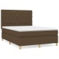 vidaXL Κρεβάτι Boxspring με Στρώμα Σκούρο Καφέ 140x200 εκ Υφασμάτινο
