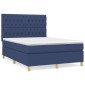 vidaXL Κρεβάτι Boxspring με Στρώμα Μπλε 140x200 εκ. Υφασμάτινο