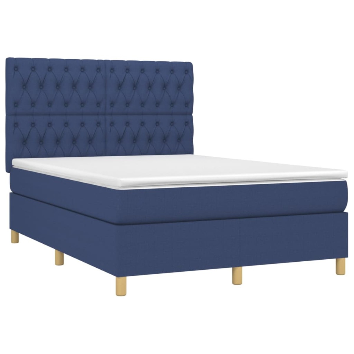 vidaXL Κρεβάτι Boxspring με Στρώμα Μπλε 140x200 εκ. Υφασμάτινο