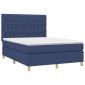 vidaXL Κρεβάτι Boxspring με Στρώμα Μπλε 140x200 εκ. Υφασμάτινο