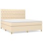 vidaXL Κρεβάτι Boxspring με Στρώμα Κρεμ 180x200 εκ. Υφασμάτινο