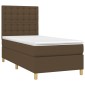 vidaXL Κρεβάτι Boxspring με Στρώμα Σκούρο Καφέ 80x200 εκ. Υφασμάτινο