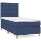 vidaXL Κρεβάτι Boxspring με Στρώμα Μπλε 90x190 εκ.Υφασμάτινο