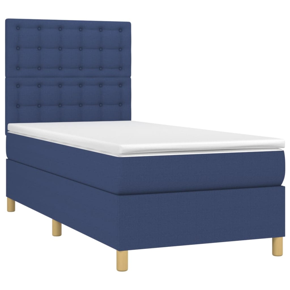 vidaXL Κρεβάτι Boxspring με Στρώμα Μπλε 90x190 εκ.Υφασμάτινο