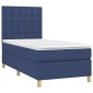 vidaXL Κρεβάτι Boxspring με Στρώμα Μπλε 90x190 εκ.Υφασμάτινο
