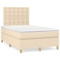 vidaXL Κρεβάτι Boxspring με Στρώμα Κρεμ 120x200 εκ. Υφασμάτινο