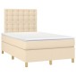 vidaXL Κρεβάτι Boxspring με Στρώμα Κρεμ 120x200 εκ. Υφασμάτινο