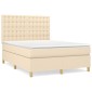 vidaXL Κρεβάτι Boxspring με Στρώμα Κρεμ 140x190 εκ. Υφασμάτινο